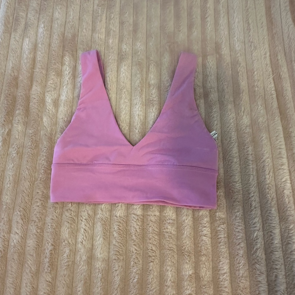 Pink V-Neck Sports Bra